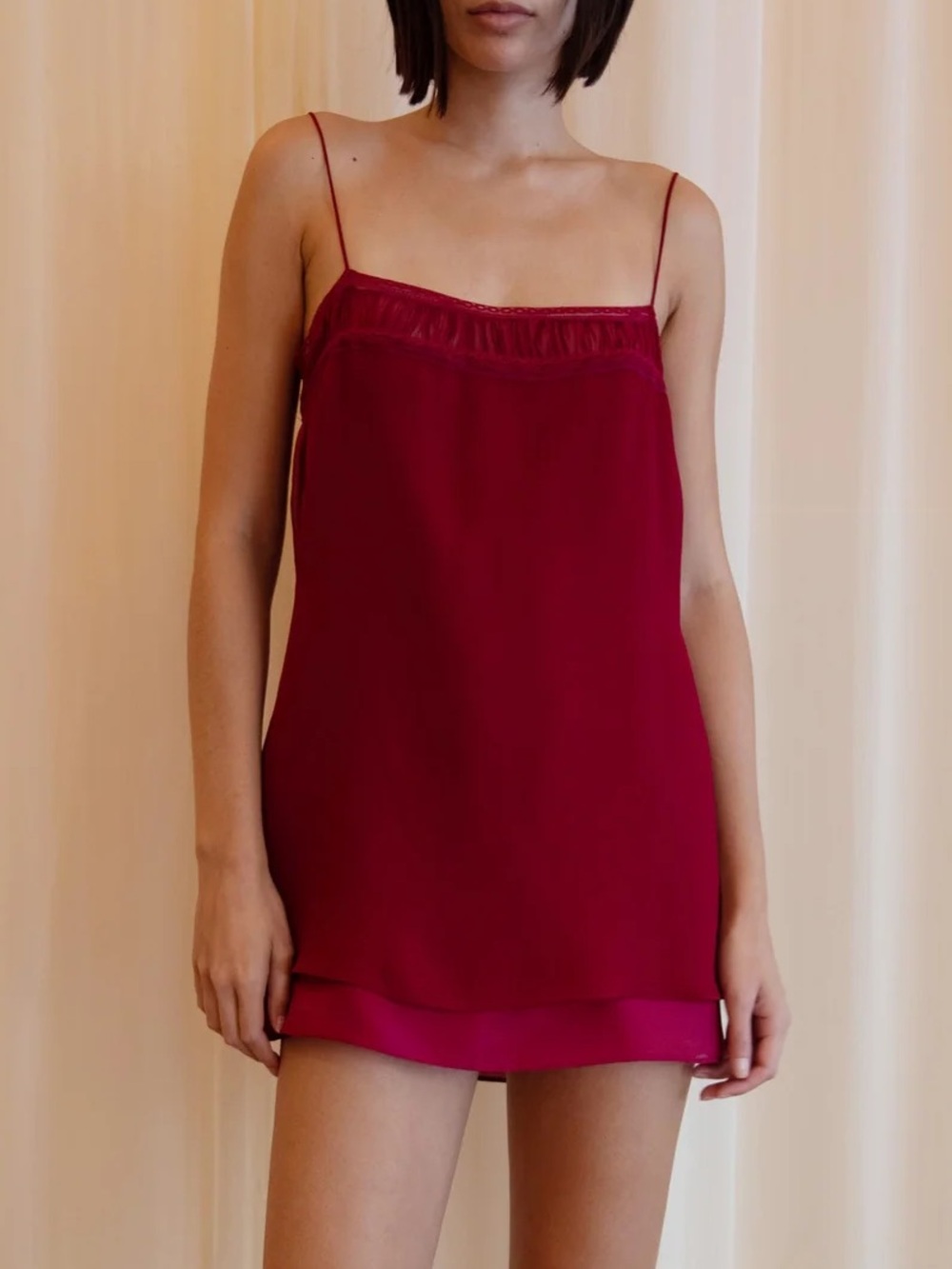 NWT Buci Mini Dress Red 100% Silk Chiffon Sundew Slip Sleeveless size S
